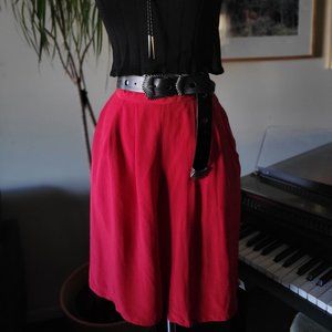 Early 90’s Talbot’s High-Waisted Red Silk 8” Long Bermuda Shorts